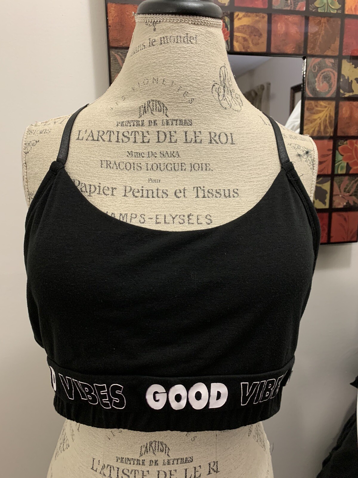 No boundaries padded black sports bra "Good vibes" s… Gem