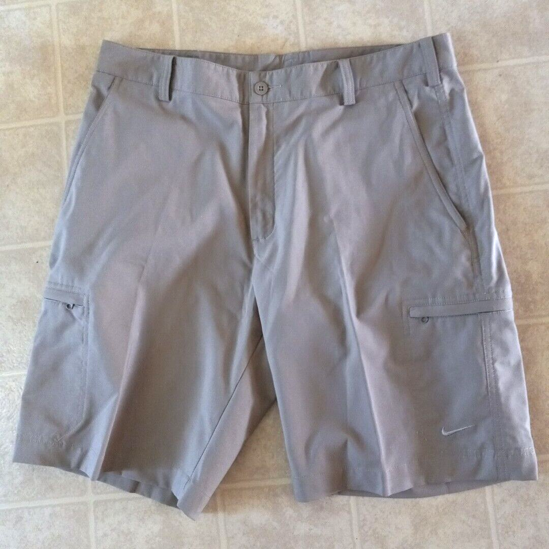 Nike Dri Fit Golf Shorts Mens Size 32 Beige Pockets Performance
