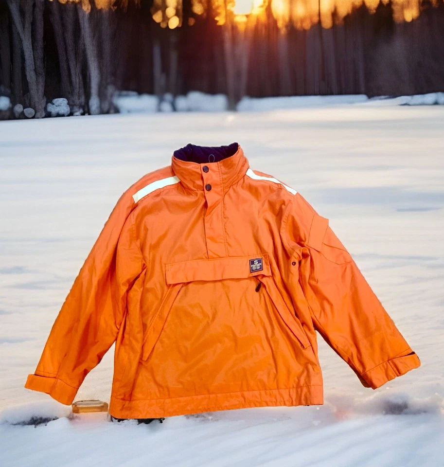 Структура Sport мужской пуловер куртка 1/4 молнии/snap оранжевый капюшон стороны молнии с подкладкой XL - Изображение 3 из 4