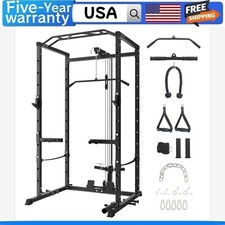       1600 Power Cage W/LAT Pulldown Multi-Functional Power Rack W/Cable Pulley S