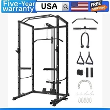 1600 Power Cage W/LAT Pulldown Multi-Functional Power Rack W/Cable Pulley Syste