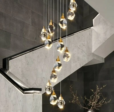 LUXURY ITALIAN MODERN GOLD CRYSTAL LIGHT CHANDELIER PENDANT DIAMOND EFFECT