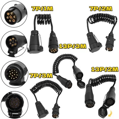 VICHIRSKIT Anhänger Fahrzeug Spiralkabel 7/13-Polig Stecker 12V 1M/2M/3M Verlängerungskabel
