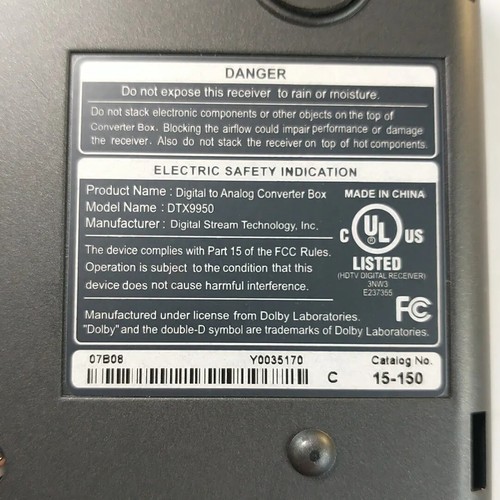 Digital Stream DTX9950 Analog Pass Through DTV Converter Box With Remote WORKS - Picture 10 of 11