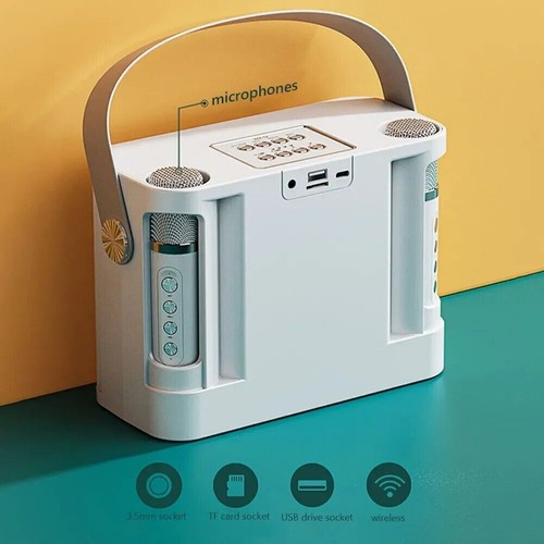 Portable Wireless Bluetooth Speaker Karaoke Machine with Dual Microphone New - Picture 3 of 32