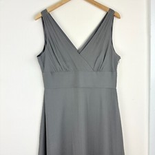 Y2K J. Crew Women's 14 Sofia Gray Silk Chiffon Empire Waist Surplice Tank Dress