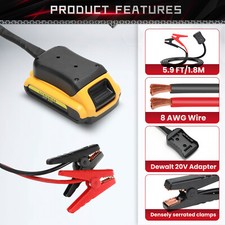 8AWG Jumper Cables for Car with Adapter for Dewalt Battery 5.9FT Auto Booster
