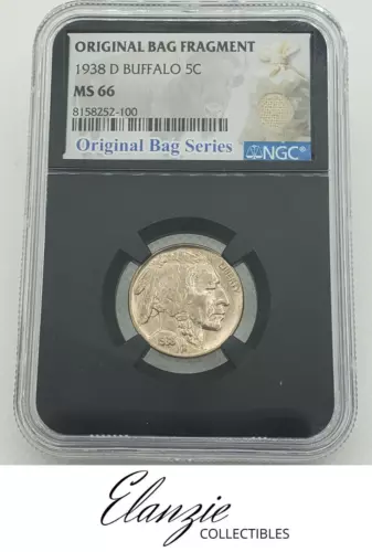1938-D Buffalo Nickel Original Bag Fragment Series NGC MS66
