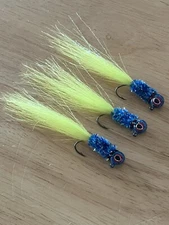 Three hand tied 1/16 crappie jigs 