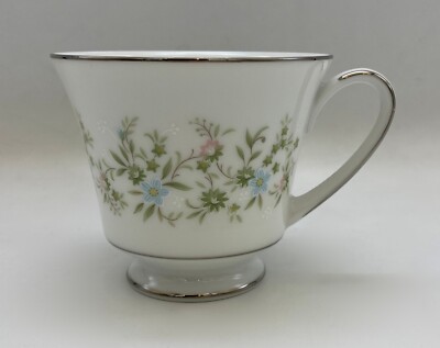 Noritake Savannah Cup (s) #2031 Pink Blue Flowers White Accent Plat Trim