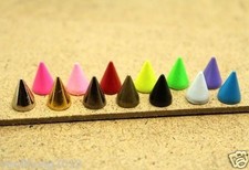 100Pcs Alloy Metal Bullet Spikes Studs Rivets Cone Screwback Spots 14 Colors