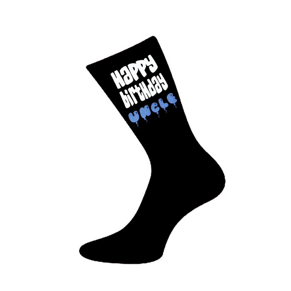 Happy Birthday Uncle Printed Design Mens Black Socks Great Birthday Gift