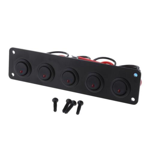 5 Gang Round ON/OFF Wippschalter Panel LED Licht 12V   Rotes Licht - Picture 1 of 9