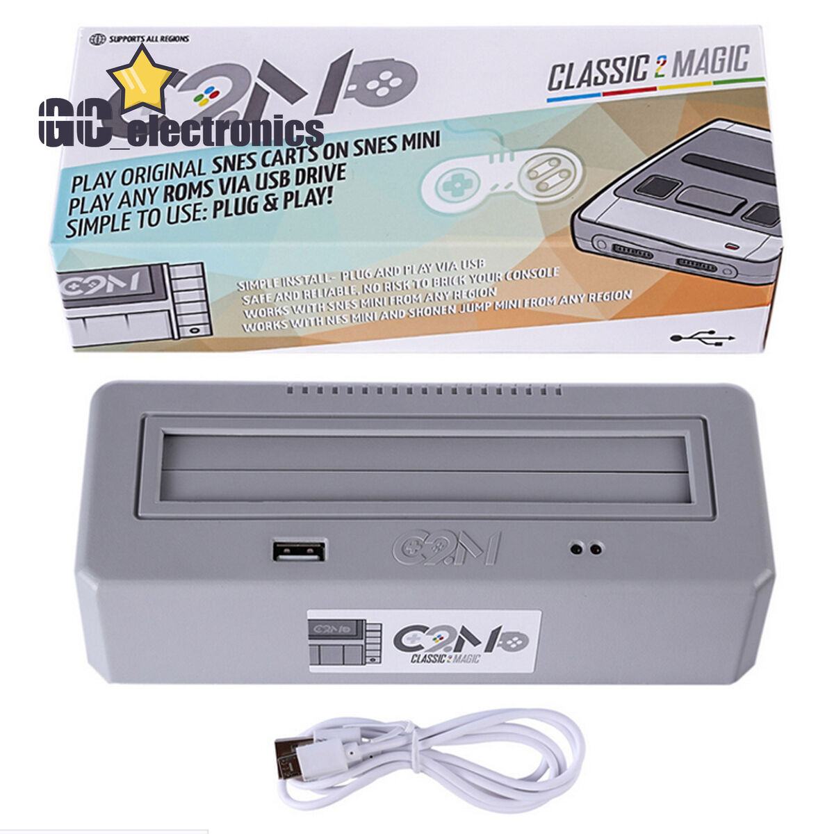 Classic 2 Magic For C2M SNES/NES Carts Drive works Classic Any ROMS VIA USB  A3GU