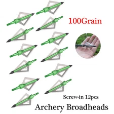 100Gr Arrowheads Hunting Broadheads Blade Tips Archery Bow Crossbow Screw Points