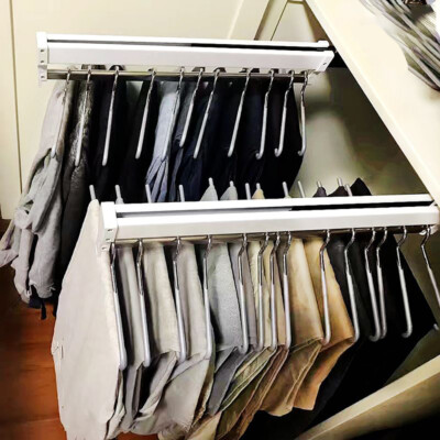 Heavy Duty Réglable Pull Out Closet Valet Rod Télescopique Pantalon Rack Cintre