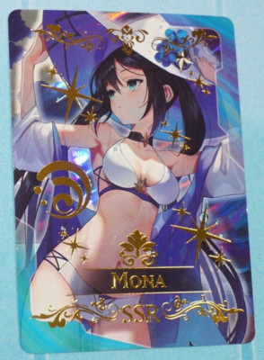 Mona Genshin Impact Goddess SSR Foil Swimsuit Waifu Card