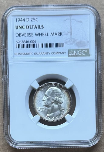 1944 D 25C NGC UNC DETAILS 1944-D WASHINGTON QUARTER SILVER 25c