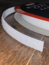 600 yards, 5/8" wide, white LOOP tape "hook and loop" ; BOX OF 24 (25 Yd) ROLLS