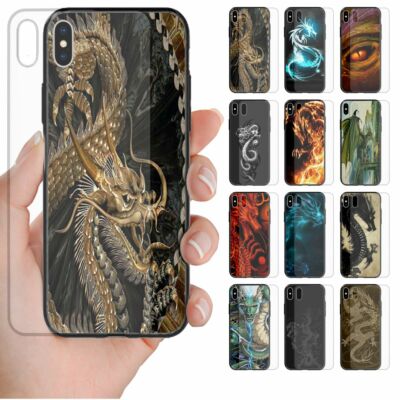 For Huawei Phone Series - Dragon Theme Print Tempered Glass Phone Back Case #2