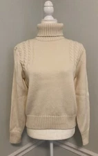 Vintage Strawbridge & Clothier Wool Blend Ivory Turtleneck Sweater Women’s Large