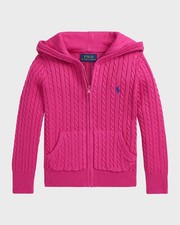 Ralph Lauren Childrenswear Girl's Embroidered Cable Knit Hoodie, Orig. 79 2T