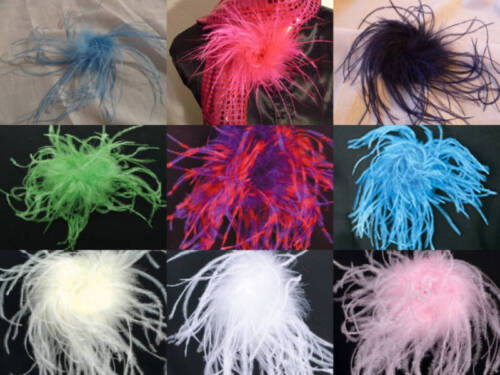 Ostrich Feather Flower Puff Hair Clip Brooch Lapel Pin  - Picture 1 of 28
