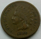 US 1880 Indian Head Cent  **