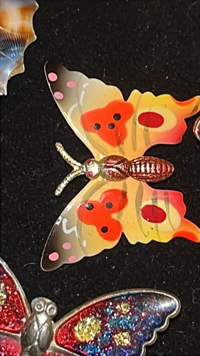 Vintage Schmetterling Brosche Konvolut 32 Teile Schmuck Libelle Strass Anhänger Pins - Bild 18 von 20