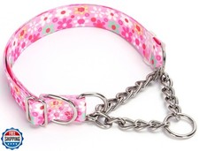 Martingale Dog Collar with Steel Chain- No Pull Escape-Proof Training Choker