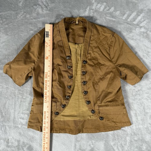 Free People Military Style Button Front Short Sleeve Jacket Brown Womens Small - Picture 5 of 7