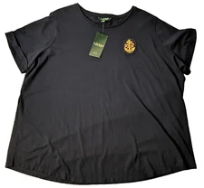 Ralph Lauren LRL Active Top Womens 2XL Anchor Logo Golf Tennis NWT Navy Blue