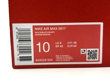 Nike Air Max 2017 Shoes Triple Black 849559-004 Men's Size 10 12