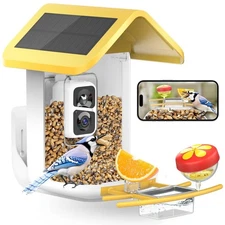 Bird Feeder with Camera: Solar Powered Smart Bird Camera Feeder 2K Live Feed ...