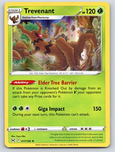 2022 POKEMON TREVENANT LOST ORIGIN 017/196 HOLO RARE NM A45905 FREE S&H