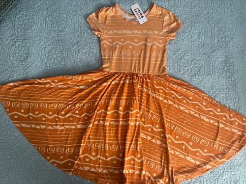 Dot Dot Smile Yellow Orange Lion King Aztec Cap Sleeve Twirl Dress New Girls 8