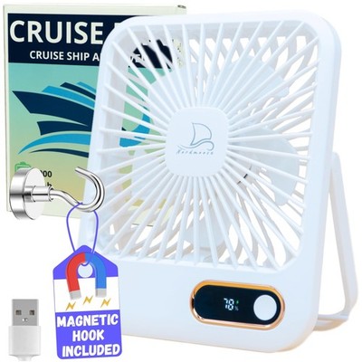 Cruise Fan Cabin Approved for Carnival & Royal Caribbean ~ Portable USB Fan