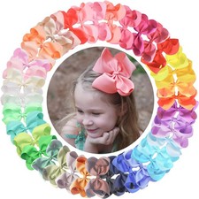 40 PCS 6 Inch Hair Bows, Girls, Clips, Grosgrain Ribbon, Alligator Clips