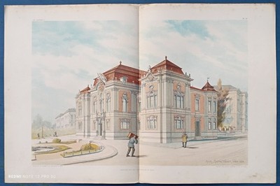   ️ Rare Antique Lithographic Plates from  Der Architekt  (1895)   Original 