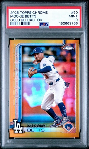 2025 Topps Chrome Mookie Betts True Gold Refractor #/50 Dodgers PSA 9