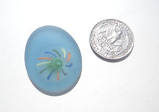 Sea Glass, Beautiful Blue with a Multi Color Spiral Design