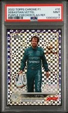 2022 TOPPS CHROME F1 - SEBASTIAN VETTEL #10 - PURPLE CHECKER FLAG /399 - PSA 9