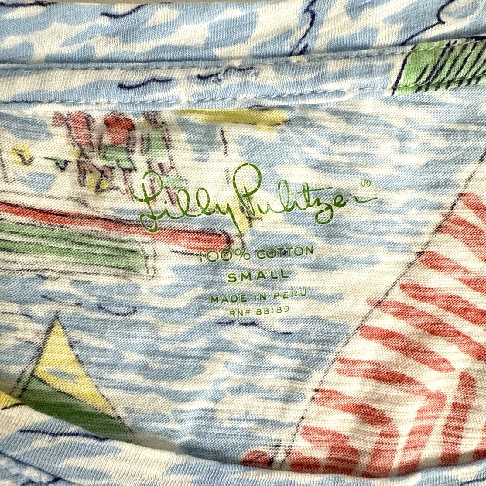 Lilly Pulitzer Glin Side Tie Nautical Tee Womens Small Coastal Beachy Preppy 