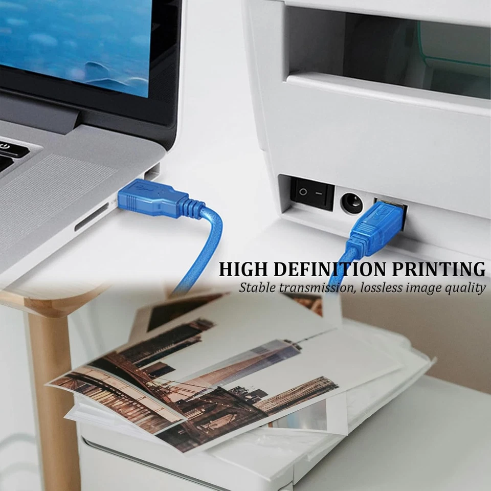 USB 2.0 A to B Printer Cable For Dell HP Brother Canon Epson Scanner 1/2/5PCS - Image 3 of 4