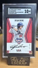 Dylan Crews 2019 Stars and Stripes Auto /499 Nationals Black Ink Auto SGC 10