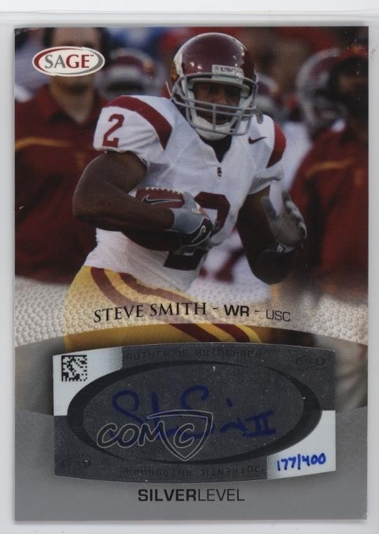 2007 SAGE Auto Football Silver /400 Steve Smith #A49 Rookie Auto RC 1u5y