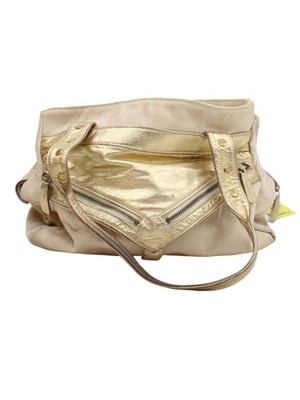 Botkier Damen Tasche Creme Baumwolle mit Ledertasche