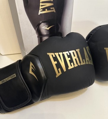 Everlast Elite Boxing Gloves - Black/Gold - 16 Oz MINT COND READ