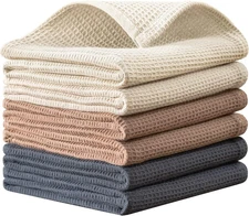 Dish Towels Set,100% Cotton Waffle Weave Kitchen Towels 6 Pack,17 X 25 Inches Di