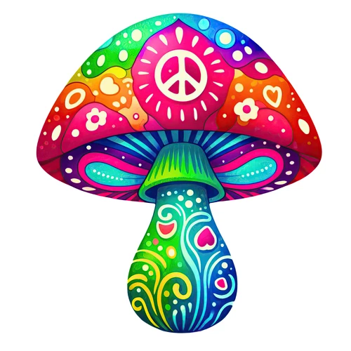 Psychedelic Magic Mushroom Groovy Trippy Self Adhesive Vinyl Sticker